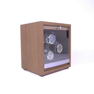 Boîte remontoir <span class=keywords><strong>de</strong></span> montres automatique en bois <span class=keywords><strong>de</strong></span> noyer à 3 emplacements, étui en PU avec 3 coussinets, vente en gros, étui <span class=keywords><strong>de</strong></span> rangement rotatif pour montres - Product Image 2