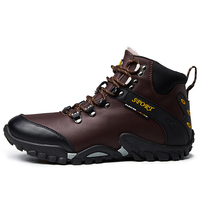 Bottes de randonnée montantes pour hommes en cuir noir, imperméables, de marque originale, robustes et sécurisées, idéales pour le désert