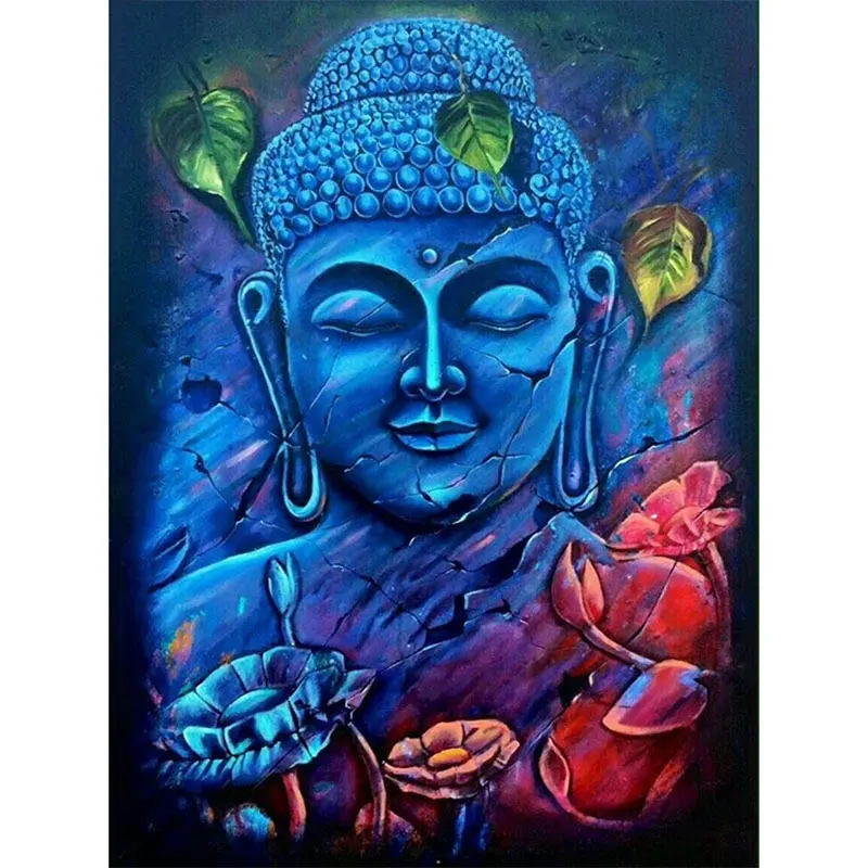 Custom Diy Diamond Painting Kits Religious Buddha Statue Full Drill Diamond Painting Canvas Print Rhinestone Wall Art Painting