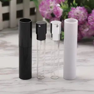 8ml 10ml Luxo Matte Branco Preto Torção Perfume Spray Garrafas De Vidro Plástico Perfume Garrafas Atomizer