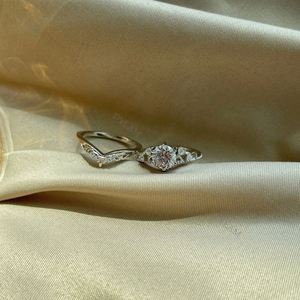 Dylam Bridal <b>Ring</b> <b>Set</b> <b>Sterling</b> <b>Silver</b> Wedding Original Pure Luxury V Bezel Setting Fine <b>Ring</b> <b>Silver</b> Waterproof for Women Girl - Product Image 2