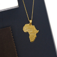 Nouveauté FS - Vente Flash - Pendentif Carte d'Afrique - Trois Tailles - Plaqué Or 18K - Laiton - Classique - Unisexe - Cadeau de Mariage - Bijoux