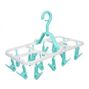 Good Quality Foldable Drying Laundry Rack Plastic Scarf Socks and Underwear Hanger with 16 Clips