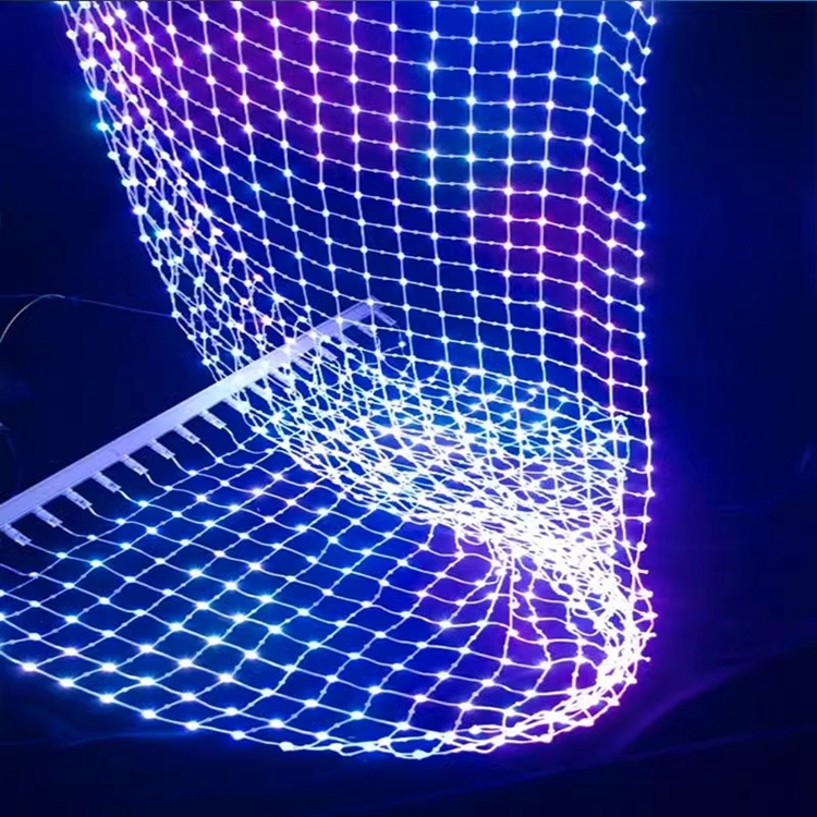 RGB LED Mesh Screen Net IP65 Engineering Sky Curtain String Lights for Road Greening Garden Landscape Holiday Decoration