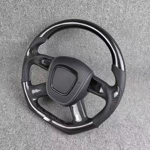 Volant en cuir forgé en carbone personnalisé pour <span class=keywords><strong>Audi</strong></span> A3/A4/A5/A6/Q5/Q7 2005-2017 - Marquage <span class=keywords><strong>bleu</strong></span> OEM, poignée perforée - Product Image 6