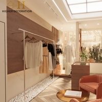 Meubles de présentation pour magasin de vêtements sur mesure, présentoirs muraux pour vêtements, comptoirs et tables de présentation pour boutiques de vêtements