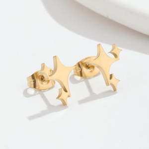 Rushed Sparkling Golden Starburst Stainless Steel <strong>Earrings</strong> for Women Girls - Product Image 3