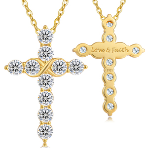 เพชร<span class=keywords><strong>โม</strong></span>อิส925สเตอริงเงิน VVS จี้กางเขนทอง14K สร้อยคอชุบทองผู้หญิงภรรยาเครื่องประดับศรัทธาทางศาสนา - Product Image 3