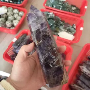 wholesale 6 Sided natural crystal dream amethyst quartz healing purple crystal curling labradorit point rose quartz tower