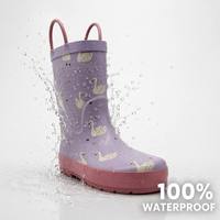 Bottes de pluie pour enfants en caoutchouc naturel, écologiques, souples, légères, imperméables, imprimé cygne, bottes Wellington pour filles, OEM ODM