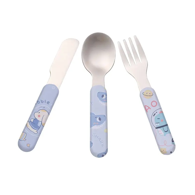 Printable Kid Cutlery stainless steel Sublimation printing cutlery Polymer Handle Stainless Steel Kids Spoon For DIY printing