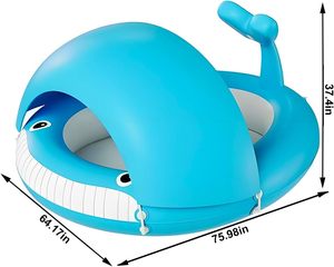 Blue Whale <b>Inflatable</b> Sprinkler <b>Pool</b> with Sun Canopy Outdoor Water Play Toy <b>for</b> Kids - Product Image 2