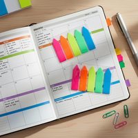 Blocs-notes adhésifs rectangulaires colorés en PET 50mm x 75mm personnalisables pour le bureau/l'école/la maison/les cadeaux Win Sing