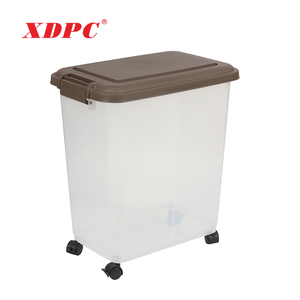 Caixa de Armazenamento de Ração para Animais de Estimação de Plástico 10L/25L/35L com Rodas, Recipiente Hermético para Alimentos - Product Image 6