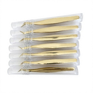 Pinzas de Acero Inoxidable Doradas para Extensión de Pestañas, Pinzas de Precisión para Cejas - Product Image 4