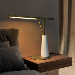Minimalist Marble <b>Table</b> Lamp Led Touch Control Bedside Desk Light For Bedroom Living Room <b>Study</b> Eye Caring Design - Product Image 1