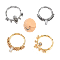 Xinfocus lingkaran hidung desain baru perhiasan tubuh baja tahan karat cincin segmen berengsel kristal Helix tulang rawan Septum Clicker