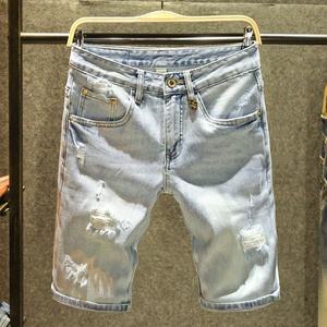 Amerikan avrupa Vintage kot şort pamuk Denim pantolon sıkıntılı yıkanmış fermuar Fly özel tasarım rahat şort erkekler için - Product Image 1