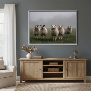 Elegant Sheep Print Canvas Art, Farmhouse Decor, <b>Black</b> <b>Frame</b>,WHITE FRAMED CANVAS - Product Image 3