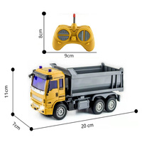 Camión Volquete RC 4 Canales 1:24, Vehículo de Ingeniería a Control Remoto con Luces, Recargable, Juguete Basculante en Caja con Ventana, EN71 ASTM
