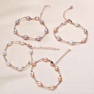 Bracelet en perles d'eau douce en gros de Zhuji pour femmes, bijoux de main tendance avec longueur réglable, chaîne et bracelets à maillons - Product Image 1