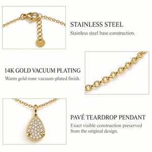Collar con Colgante Minimalista de Acero Inoxidable, Chapado en Oro de 14K al Vacío, 400 mm + 60 mm, 4.1 g - Product Image 3