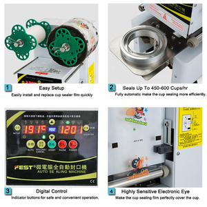 Machine à sceller les gobelets en plastique PP pour bubble tea, jus de fruits, boissons, machine à sceller les gobelets électrique automatique - Product Image 2