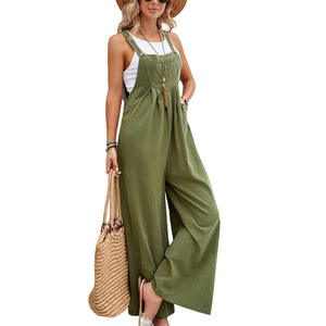 Pantalones <span class=keywords><strong>de</strong></span> mujer <span class=keywords><strong>de</strong></span> cintura alta con tirantes, estilo mono casual <span class=keywords><strong>de</strong></span> primavera-verano, con pierna ancha acampanada, color liso, ¡Gran éxito <span class=keywords><strong>de</strong></span> ventas 2026! - Product Image 4