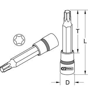 KS TOOLS 3/8" <b>Bit</b> socket <b>Torx</b>, long, T10 - Product Image 2