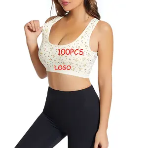 Sutiã de esportes fitness para mulheres, feminino, corrida, academia, yoga, tops, floral, personalizado, com logotipo, guindaste, treino