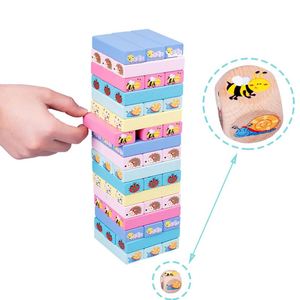 Jeu de société familial en bois classique : Jeu de blocs en bois original pour empiler et construire une tour, stimulant les capacités sensorielles et le divertissement - Product Image 2
