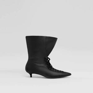 Botas de Encaje Retro Personalizadas <span class=keywords><strong>para</strong></span> Otoño/Invierno, Botas de Tacón Bajo con Punta Puntiaguda, Botas de Tobillo Occidentales de Corte Ancho <span class=keywords><strong>para</strong></span> <span class=keywords><strong>Mujer</strong></span> - Product Image 6