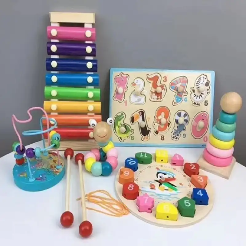 Blocos de alfabeto de madeira, brinquedos educativos para crianças