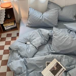 Juego de Ropa de Cama de Cuatro Piezas, 100% Algodón, Tamaño King, Color Puro, Personalizable, de Lujo, para Bodas, Ecológico - Product Image 3