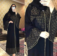 Abaya Kaftan Noir de Luxe Personnalisé du Moyen-Orient Ornée de Pierres et Perles – Modèle Dubaï