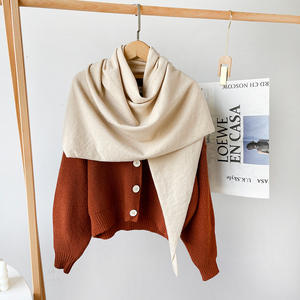 אופנה צעיף משולש נשים, גלימה פונצ 'ו-מוצק צבע קשמיר חם צעיף צעיף - Product Image 6