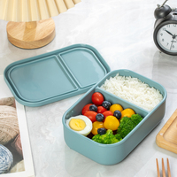 Boîte à lunch en silicone de qualité alimentaire personnalisée à 2 compartiments, couvercle anti-fuite, compatible micro-ondes, lave-vaisselle, chauffable, empilable, service OEM/ODM
