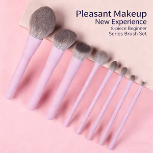 New 8-Piece Elegant Beauty <strong>Pink</strong> Purple Makeup Brush Set with Flat Brush Eyeliner &amp; Lips <strong>Tools</strong> for Face &amp; Eyes - Product Image 4