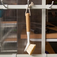 Gloway – manche en bambou naturel, grattoir intégré pour évier, nettoyage de casserole, manche Long, brosse de lavage de Pot de cuisine