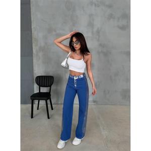 Pantalones de Satén de Pierna Ancha GABARDN, Cintura Alta, Azules, Transpirables, para Mujer - Product Image 2