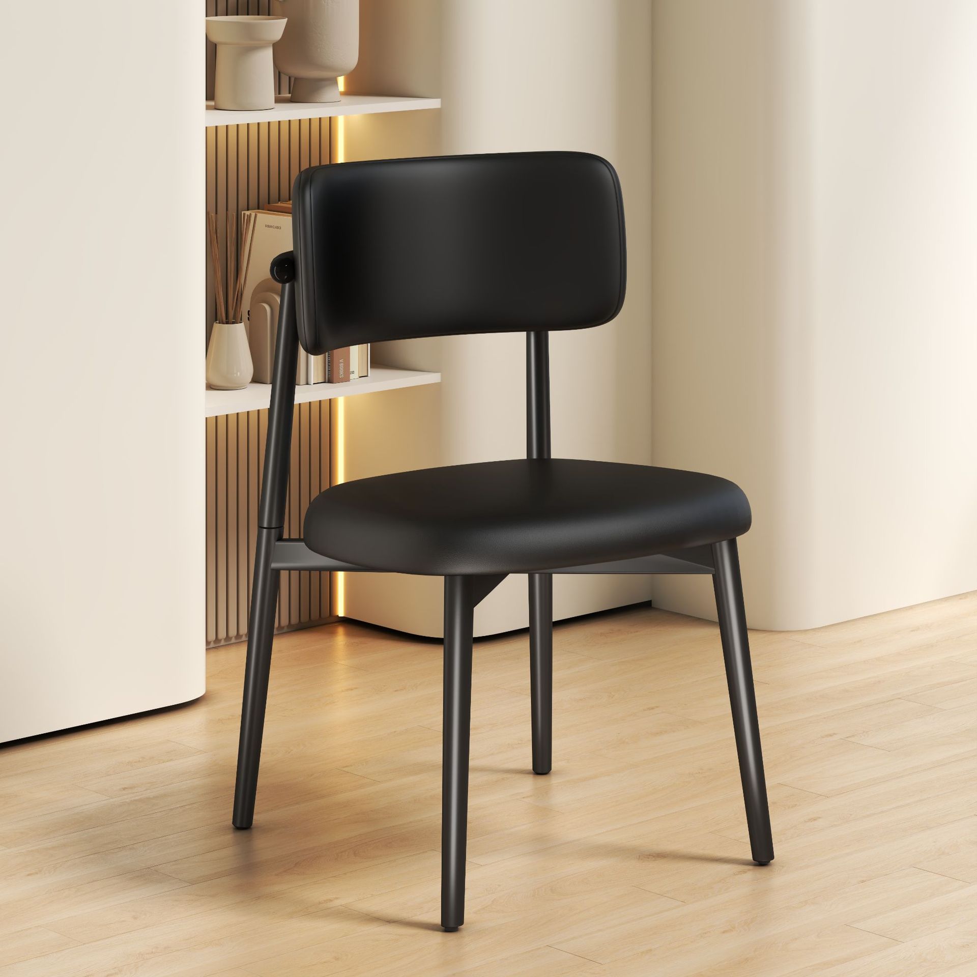 โครงสีดำ เก้าอี้ทานอาหารสีดำ