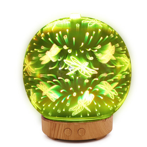 Diffuseur d'arômes en verre 3D Jcsy, rond, humidificateur ultrasonique USB 5V avec motif de cœur d'amour, lumière colorée pour une utilisation à domicile - Product Image 2