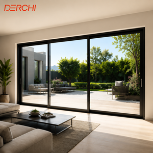 <span class=keywords><strong>Porte</strong></span> <span class=keywords><strong>coulissante</strong></span> en aluminium à vue panoramique, verre ultra clair, double vitrage, système coulissant à ouverture large pour villa moderne - Product Image 3