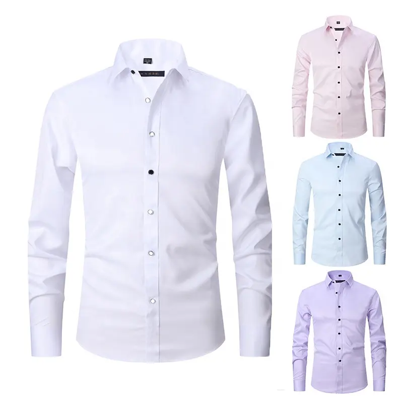 bulk long sleeve blank white formal shirt stand-up shirts autumn plus size men's t-shirts