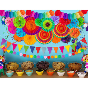 3D Wall Hanging <b>Paper</b> Folding <b>Fan</b> Flowers Birthday Party Backdrop Decoration Set - Product Image 2