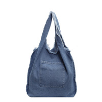 Sac bandoulière en jean grande capacité pour étudiante, sac à main en nylon pour l'université, sac à bandoulière pour fille