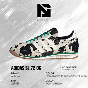 Adidas Wmns Sl72 Og 'Cowprint - Core Black Court Green' Chaussures rétro à lacets à bout rond style baskets de marche - Product Image 6