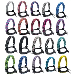 Paracord Strap Water Bottle Handle for 2.0 New Wide Mouth Bottles Hiking - Assembled with Safety Ring and Carabiner