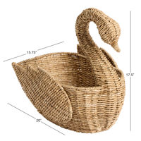 Cesta de Seagrass em Forma de Cisne Feita à Mão, Fruteira Rústica para Decoração de Cozinha