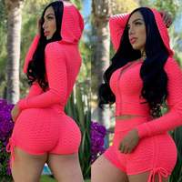 2024 nouveau Design automne hiver femmes décontracté capuche pansement haut court T-Shirt cordon Sport pantalon 2 pièces ensembles de sueur